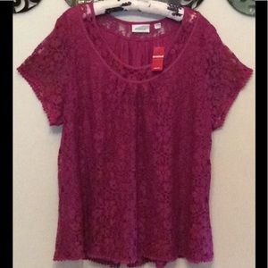 Avenue   Fancy Lace Overlay w lining  SS Top   NWT